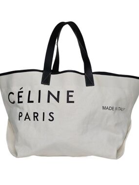 Celine Textile Medium Made In Tote White Black